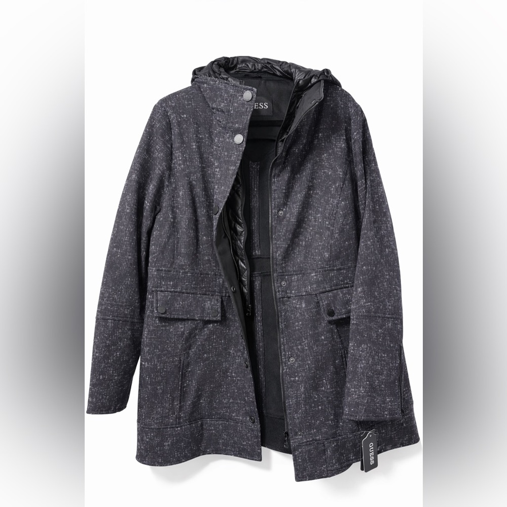Guess Women's Black Textured Coat